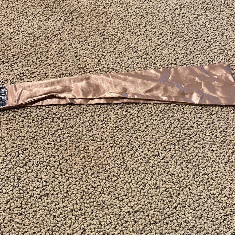 Beautiful Beaded Satin Tie Belt in EUC